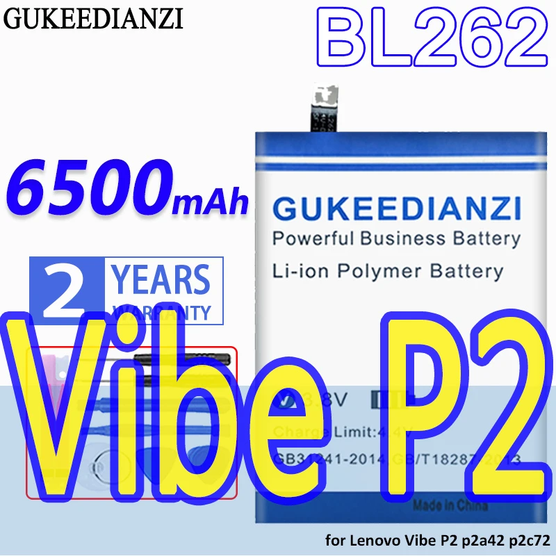 

High Capacity GUKEEDIANZI Battery BL262 6500mAh for Lenovo Vibe P2 p2a42 p2c72