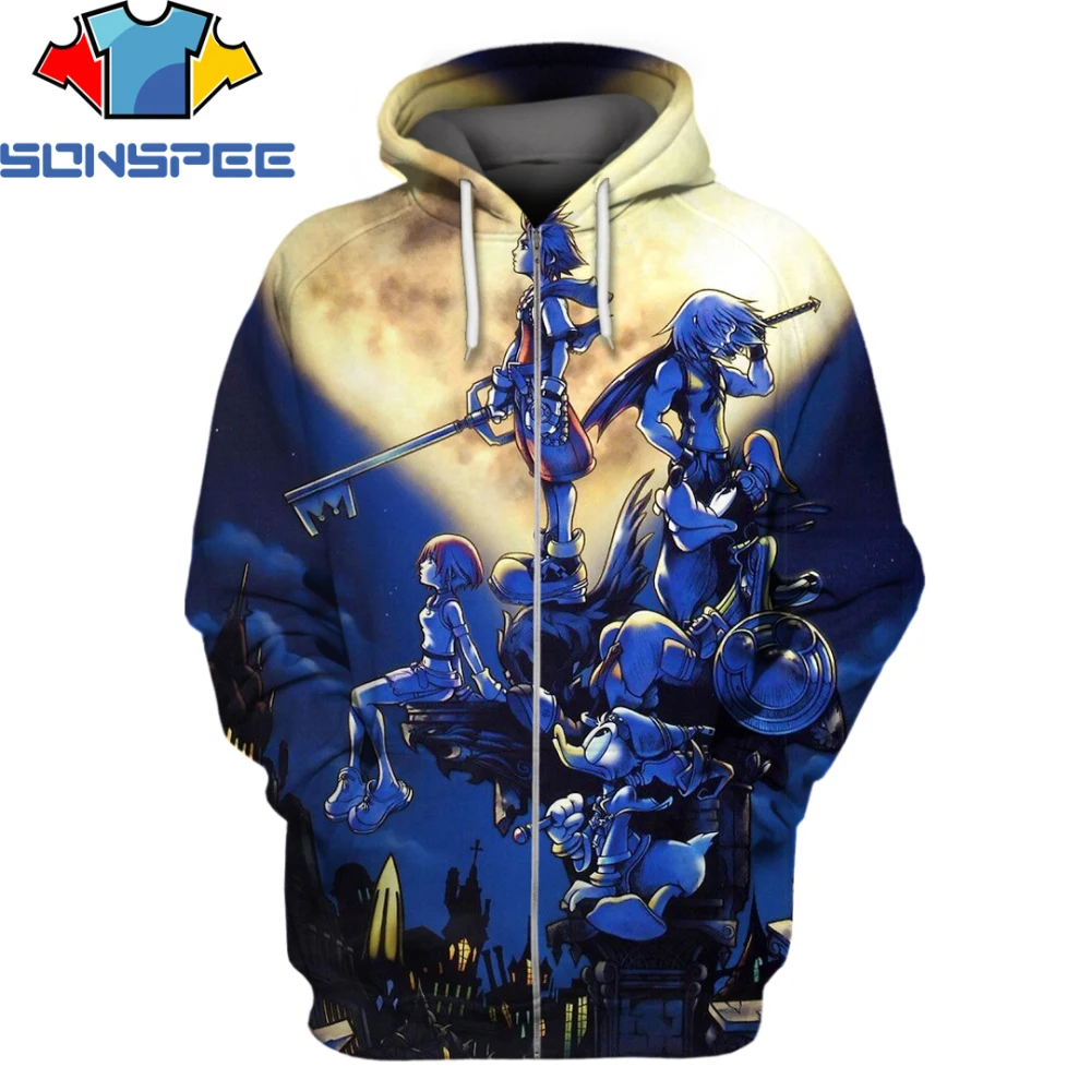 

SONSPEE 2021 Kingdom Heart Anime Zip Hoodie Top 3D Printing Men's Women Winter Fun Harajuku Casual Shirt Hip Hop Unisex Clothing