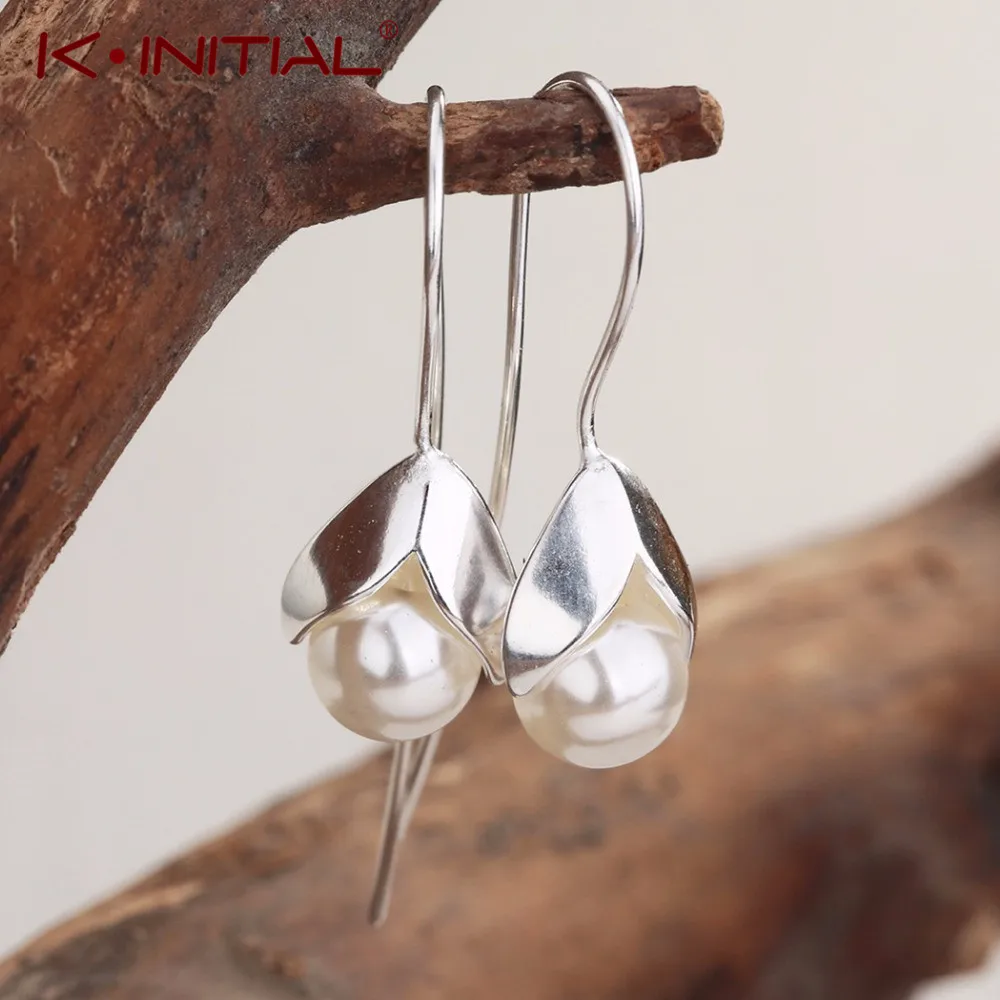 Серьги-подвески Kinitial с пресноводным жемчугом женские серьги имитацией белого