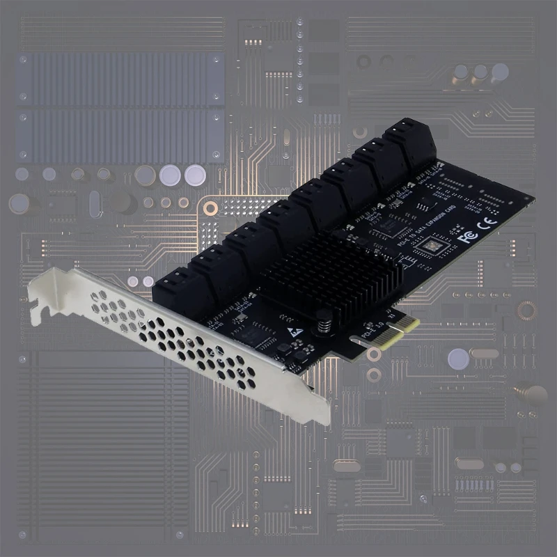 

16 Port SATA 6Gbps PCI Express Controller Card PCI-E 1X to SATA III Adapter/Converter PCIe Riser Expansion Adapter Board