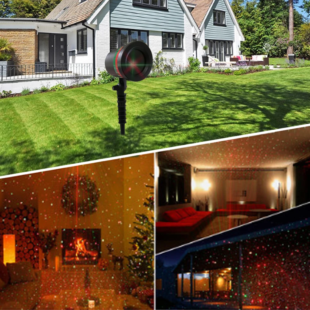 Рождество лазерный проектор звезды красный зеленый душ огни Открытый