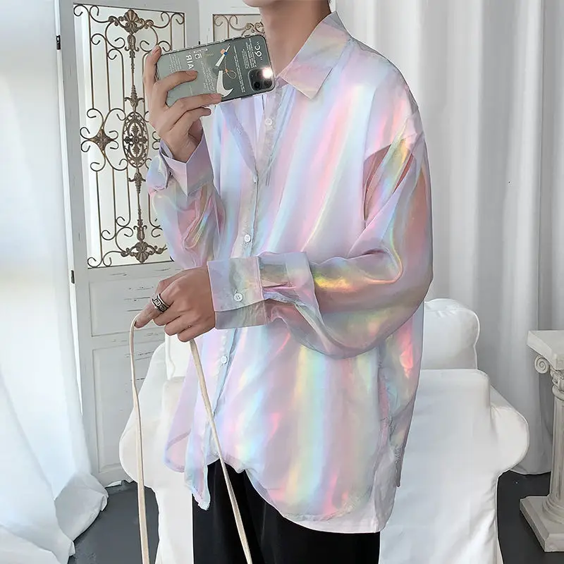 

Thin Color Striped Shirt Men's Fashion Retro Casual Shirt Men Streetwear Loose Korean Long-sleeved Shirts Mens Dress Shirt M-2XL