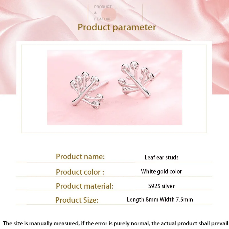 

ZHIMO Pure Jewelry S925 Silver Small Fresh Leaf Female Earrings, Fashion And Elegant Personality Fashion Earrings Wholesale