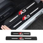 4 шт.компл. автомобиля порога протектор кожаные виниловые наклейки из углеродного волокна очень устойчива для Audi A3 порог машины защита аксессуары мобильных телефонов