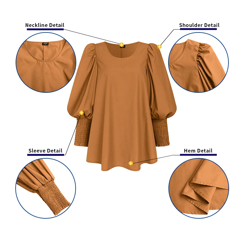 

Women Elegant Puff Sleeve Shirts 2021 VONDA Sexy Solid Color Party Tops Office Ladies Casual Blouse Blusas Femininas Plus Size