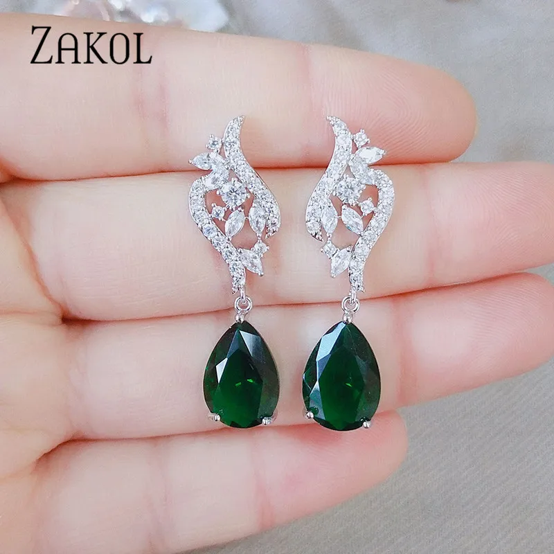 ZAKOL модный дизайн AAA + свисающие висячие серьги с цирконием и кристаллами для