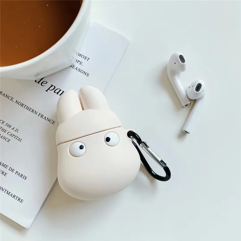 J 3D милый каваи аниме мультфильм Тоторо Безликий человек чехол для Airpods 1 2 без лица человек беспроводной наушники крышка с палец кольцо ремень - Цвет: J