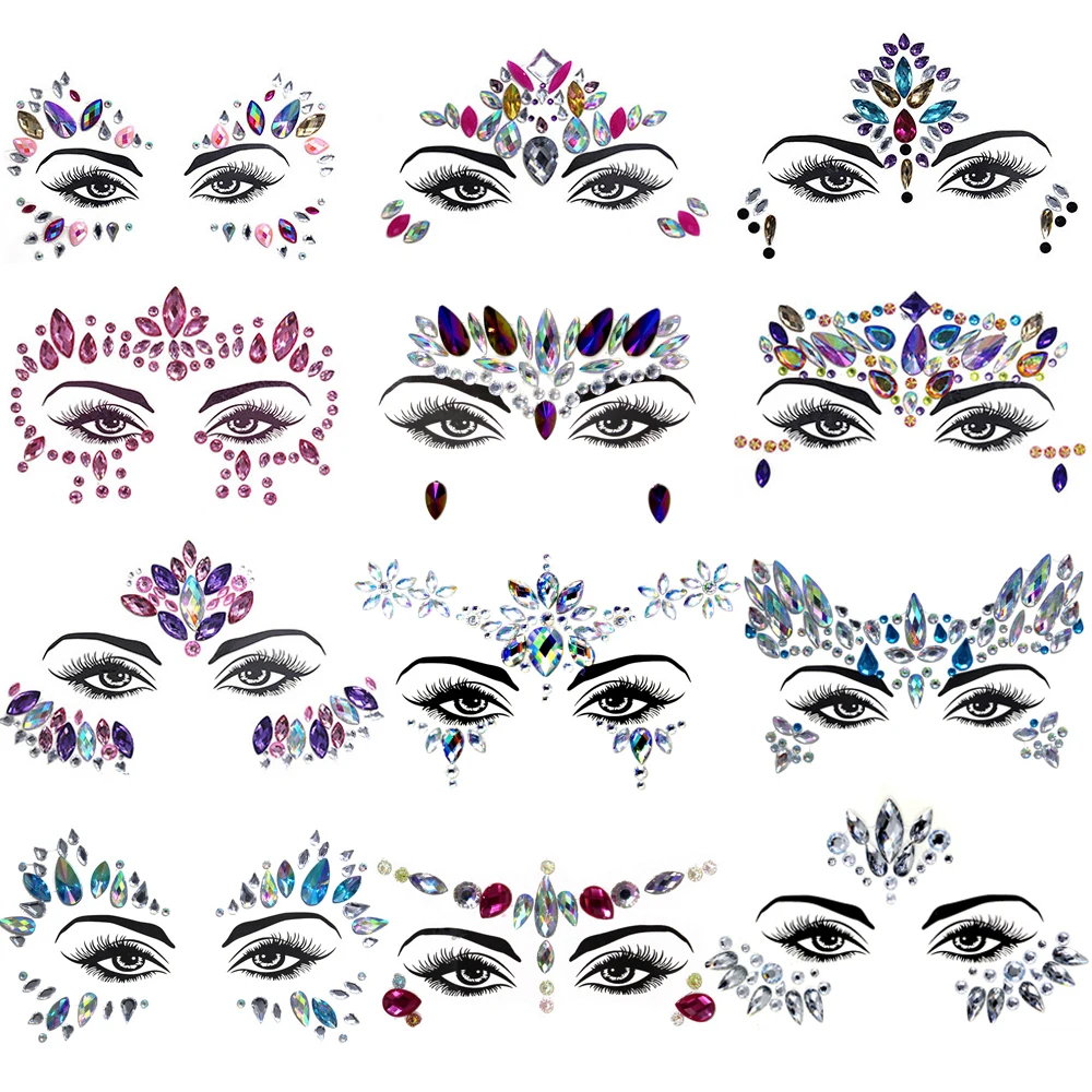 Модная 3D Хрустальная наклейка музыкальный фестиваль блестящая акриловая на лицо