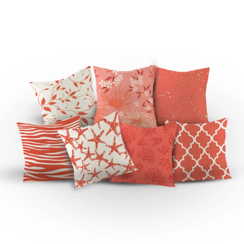 Пользовательская декоративная наволочка Розовая белая линия льняная хлопковая