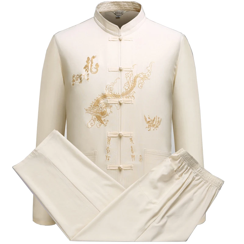 Мужской танцевальный костюм традиционной китайской одежды для мужчин: комплект брюк и топов. Дешевая восточная одежда для тай-чи и Брюса Ли.