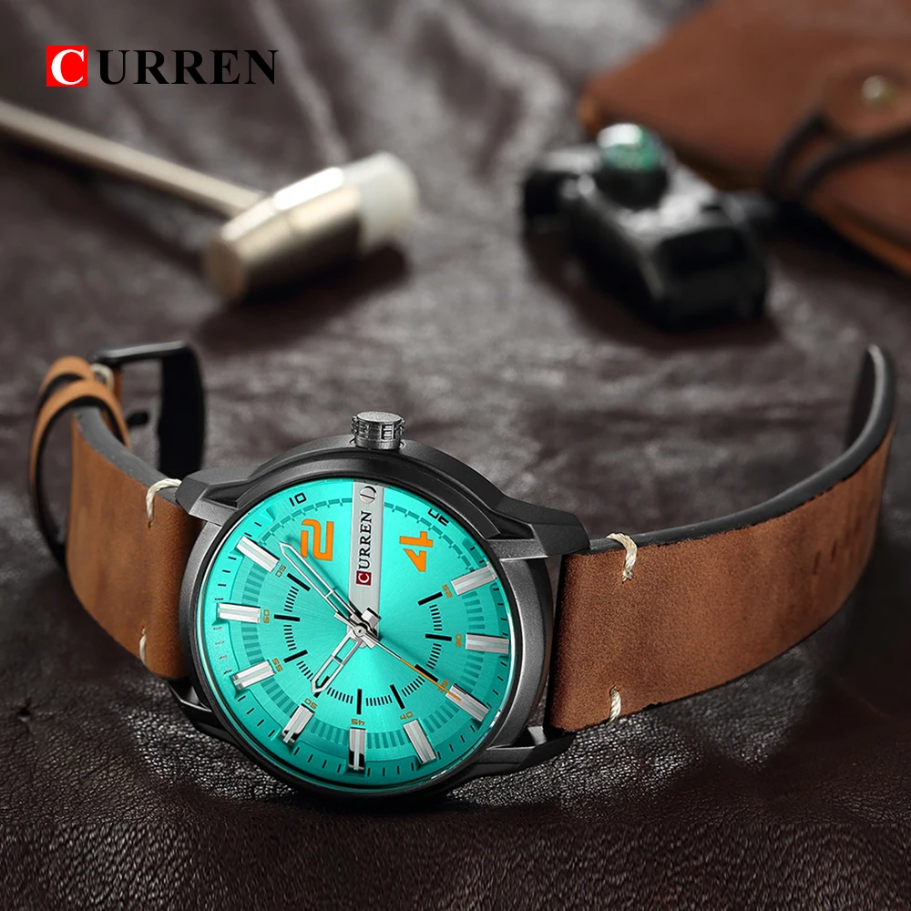 

Casual Mens Watches Analog Quartz Wrist Watch CURREN Unique High Quality Leather Strap Man Clock Water Resistant Relojes Hombre