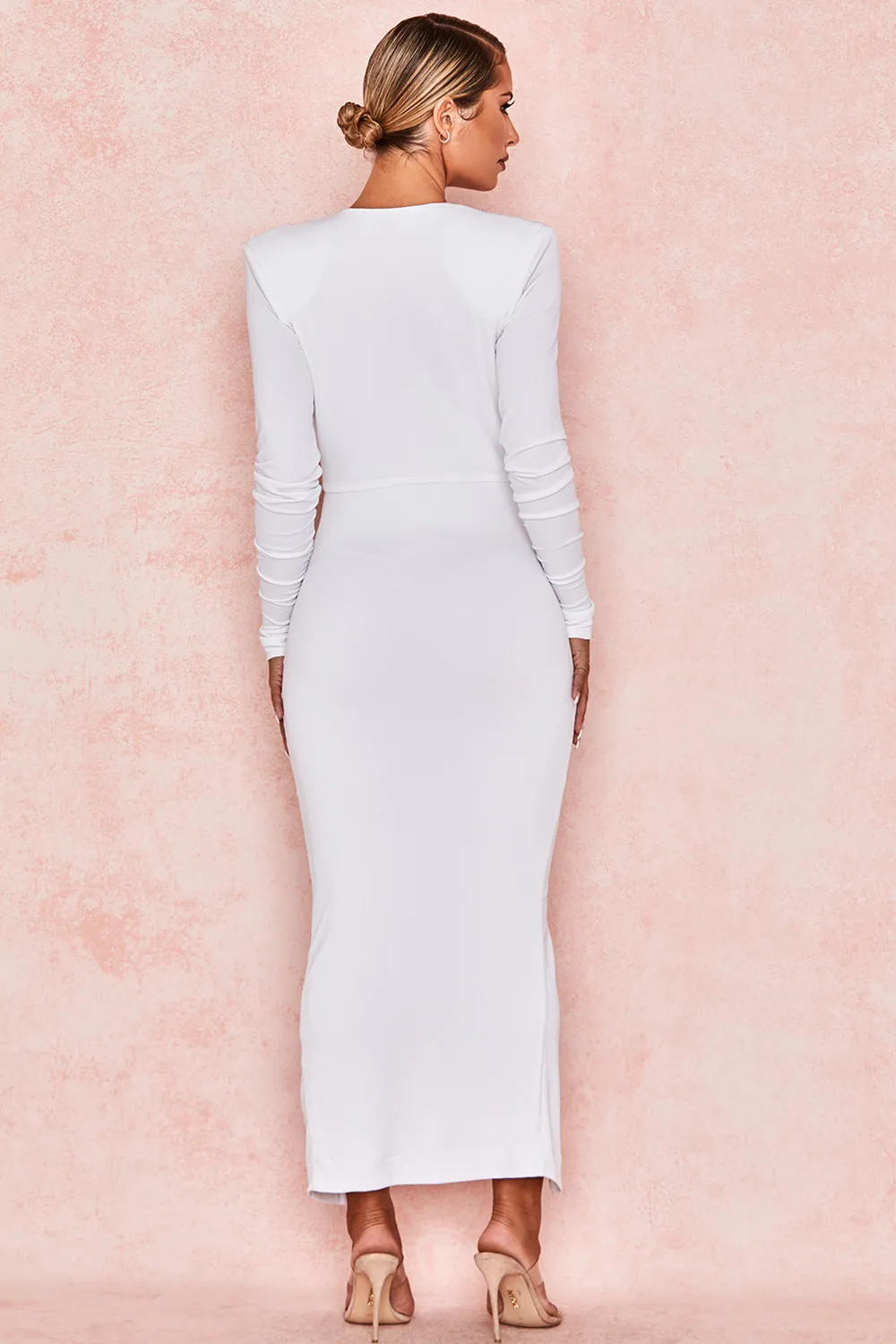 

Deer Lady Bodycon Dresses 2020 New V Neck Long Sleeve White Bodycon Midi Dress Celebrity Club Evening Party Dress