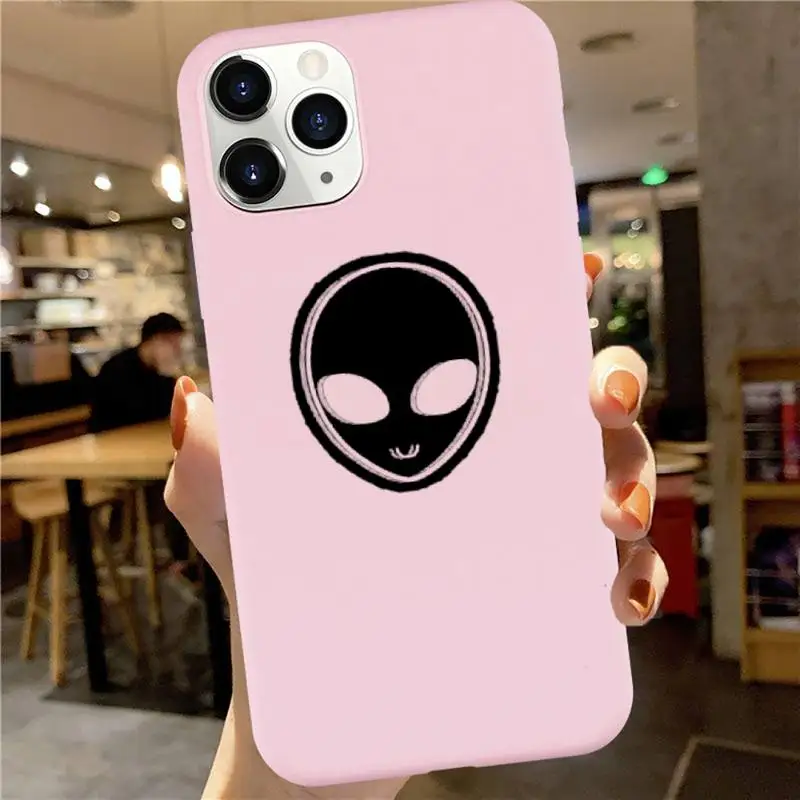 

black Alien Avatar ET Simplicity art Phone Case Candy Color for iPhone 6 7 8 11 12 s mini pro X XS XR MAX Plus