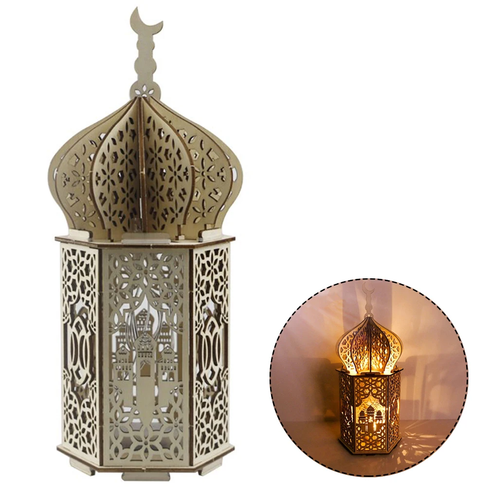 

Wooden LED Light Eid Mubarak Ramadan Lights Decoration Muslim Festival Decor Lighting for Home Party