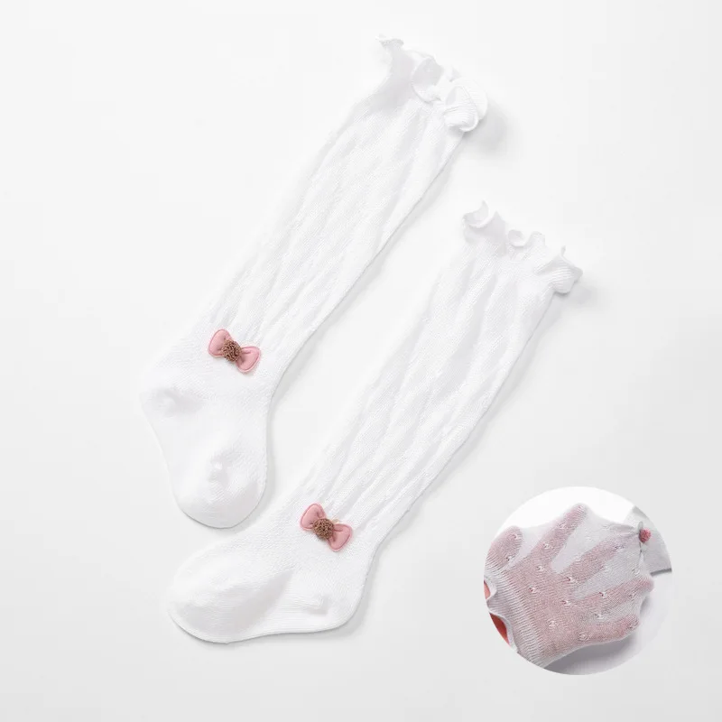 

Cute Bow Girls Socks for Baby Long Summer Mesh Socks Soft Cotton Infant Newborn Socks Toddler Princess Girls Knee High Socks