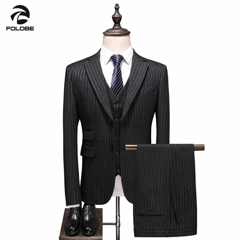 FOLOBE мужской свадебный костюм классический джентльмен простой темно серый