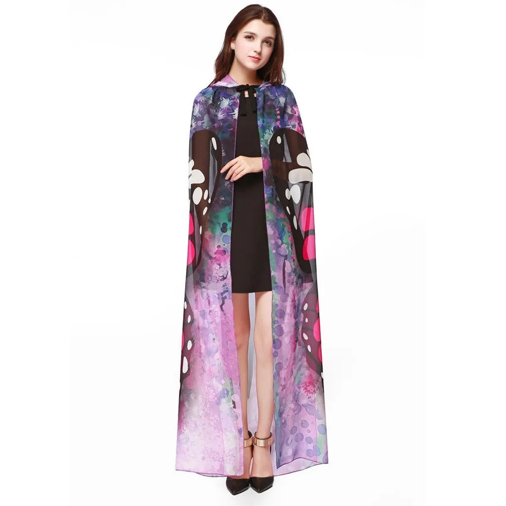 Женские накидки для взрослых на Хэллоуин шифоновая накидка с капюшоном