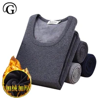 2 pcs set winter fleece thicken tops pants large size 4xl mens thermal underwear o neck long sleeve black wine red cotton