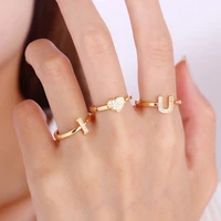 new fashion heart letter diamond adjustable open womens ring brass gold plated couple rings 2021 trend female wedding jewelry