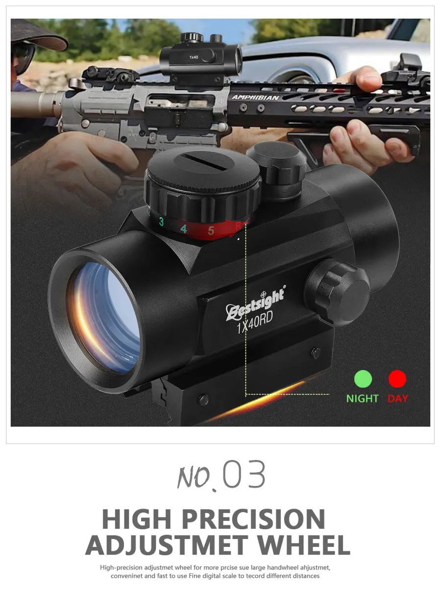 1x40 Red Dot прицел тактический прицел зеленый Red Dot коллиматор в горошек с 11 мм/20 мм рейку Airsoft воздуха Охота