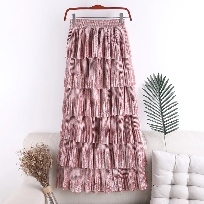 Женская плиссированная юбка несколько уровней эластичная талия 707 | одежда