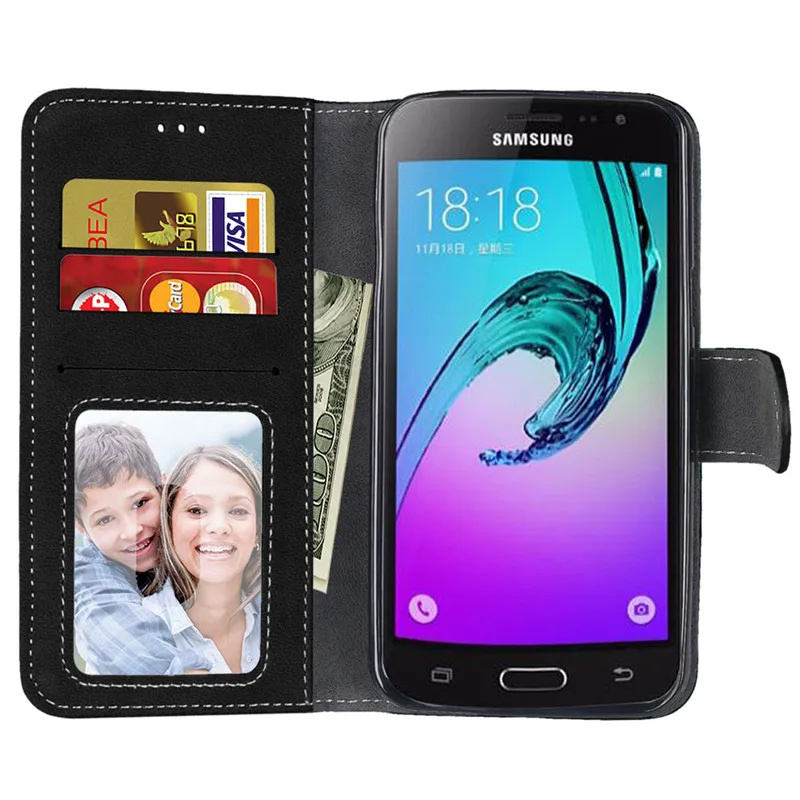For Samsung J3 2015 Case PU Leather Silicone Cover Phone Galaxy J300 J300H J300F SM-J300F Flip | Мобильные телефоны и