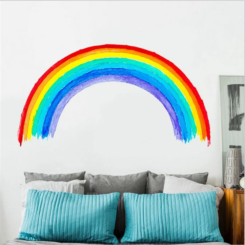 

Removed Rainbow Wall Stickers For Kid's Room Cartoon Children Kindergarten DIY Decoration Self-Adhesive 3D Wallpaper