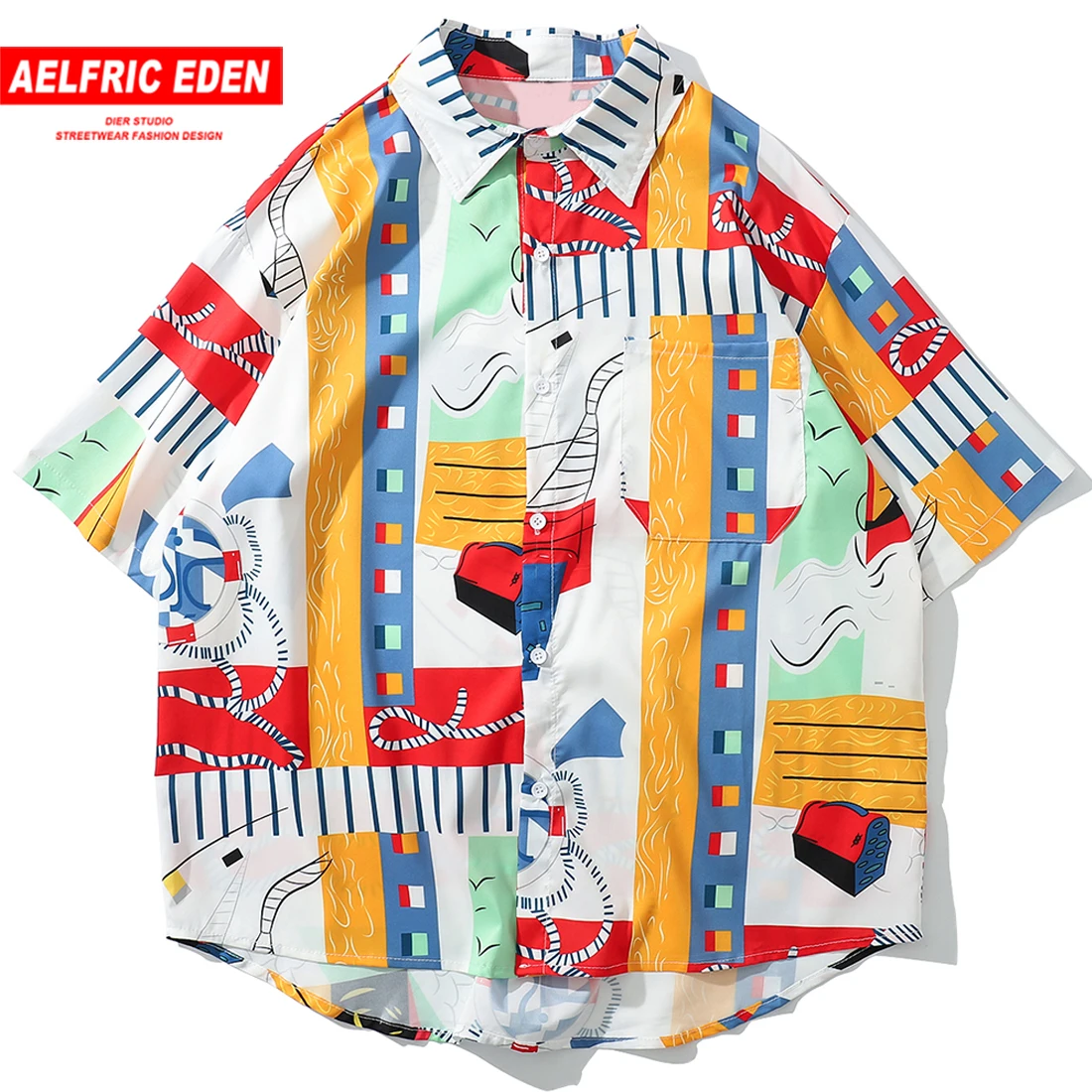 LACIBLE Цвет печать Гавайские пляжные футболки для мужчин одежда улицы Одежда