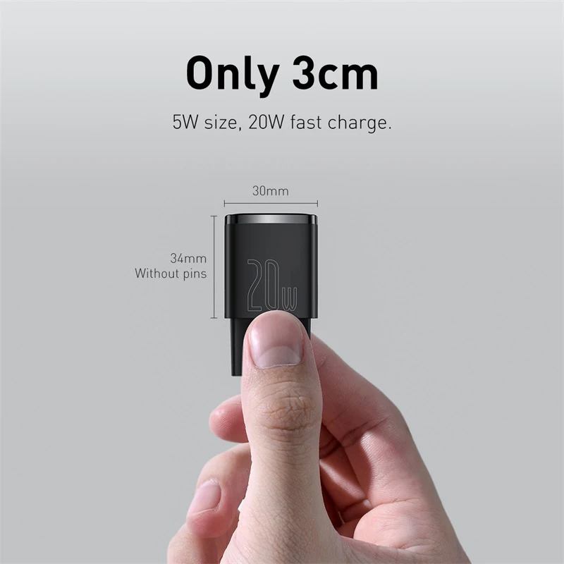 Baseus-cargador USB tipo C port&aacute;til, dispositivo de carga r&aacute;pida, compatible con iPhone 12 Pro Max 11 Mini 8 Plus, 20W-3