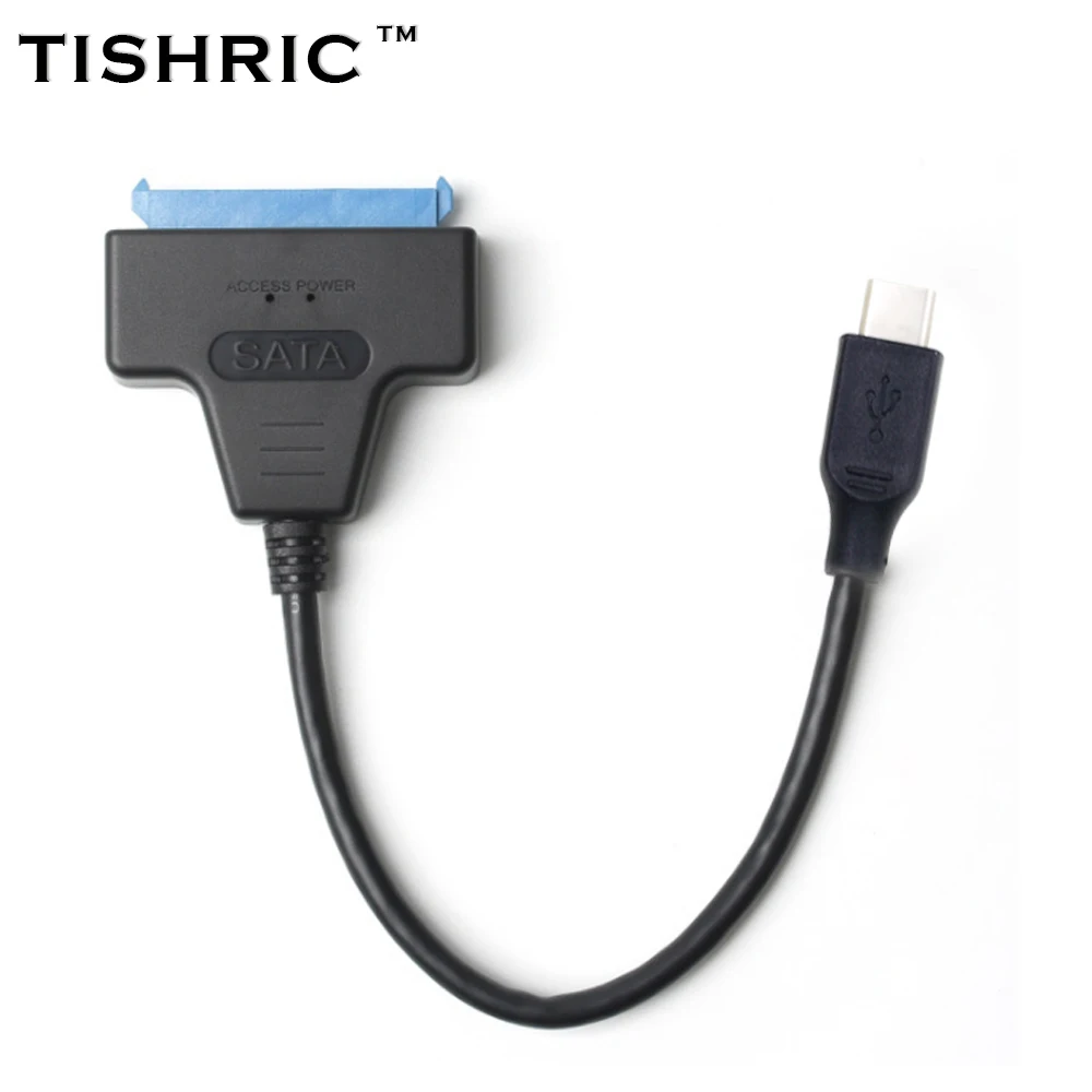 

Кабель-адаптер TISHRIC с SATA на USB Type-c, кабель-преобразователь USB3.0 на SATA 22pin, кабель для подключения HDD, SSD, для жестких дисков 2,5 дюйма