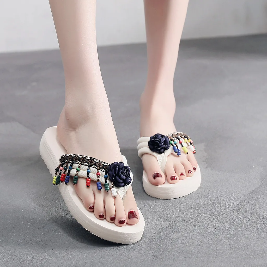 Женская обувь Домашняя Женские летние шлепанцы в богемном стиле с цветами