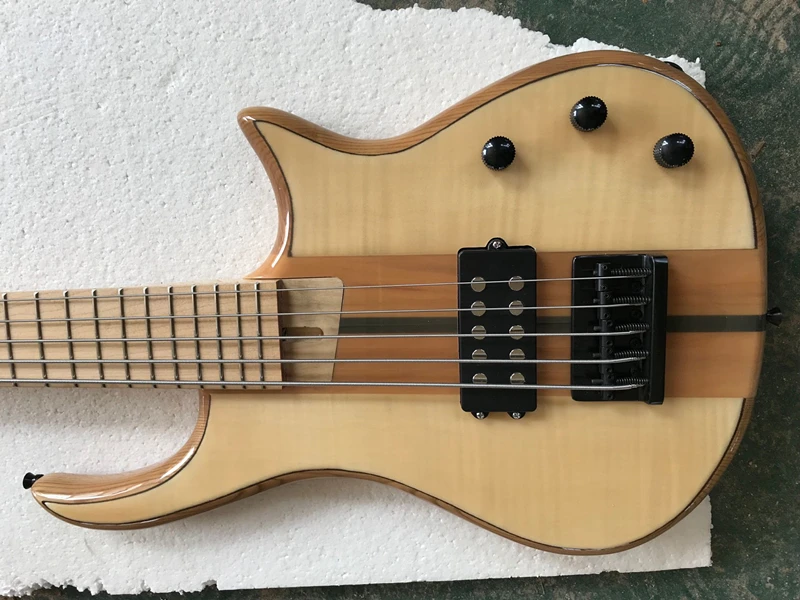 5 струн ясень фотогитара с пламенным кленовым шпоном черная фурнитура