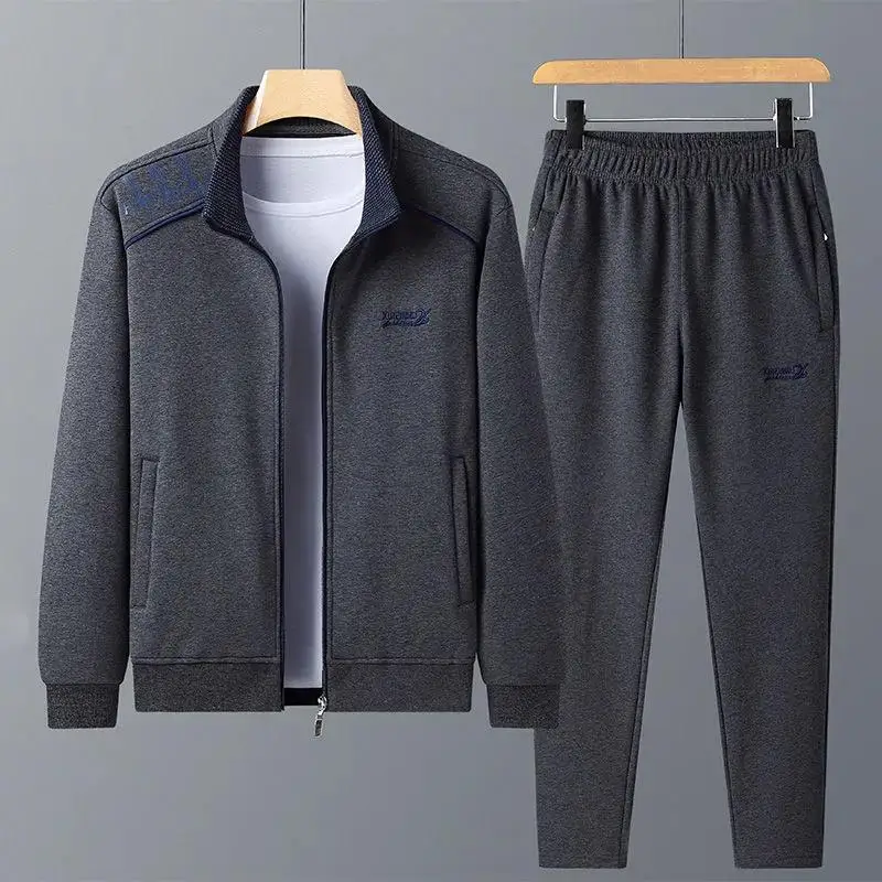 Sports Suit Men's Spring Autumn Long-Sleeved Cotton Casual Streewear Plus Size 5XL Tracksuit Men Two Pieces Sets Jacket+Pants