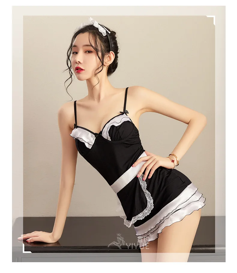 Нижнее белье Униформа для горничной сексуальное платье костюм пижамы нижнее