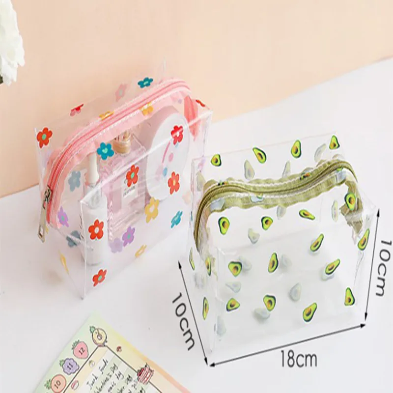 

1 Pc Girl Clear Cosmetic Bag PVC Transparent Makeup Bag for Women Waterproof Zipper Beauty Case Travel Toiletry Bags
