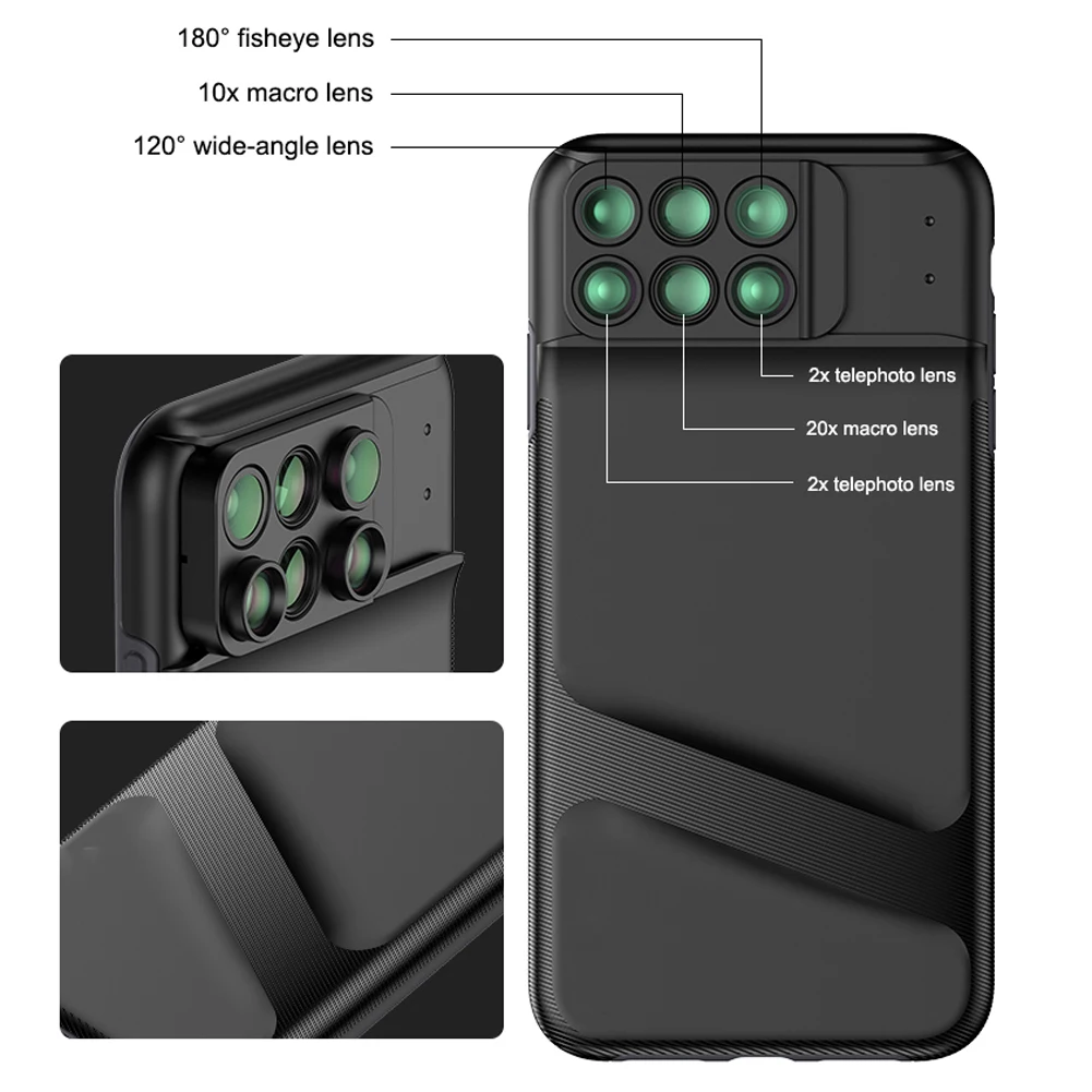 Чехол для объектива телефона 6 в 1 широкоугольный объектив камеры макросъемка