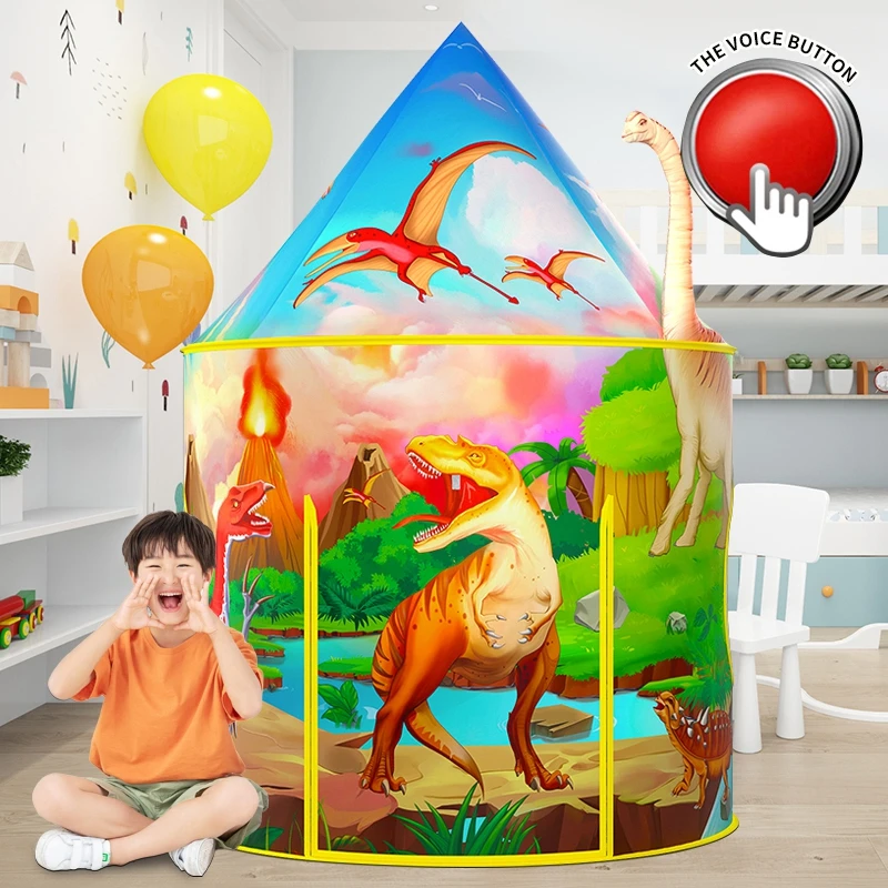 

Jungle Adventure Dinosaur Kids Play Tent House Wigwam for children Boys Indoor Outdoor Toys Tent With Jungle Call Button