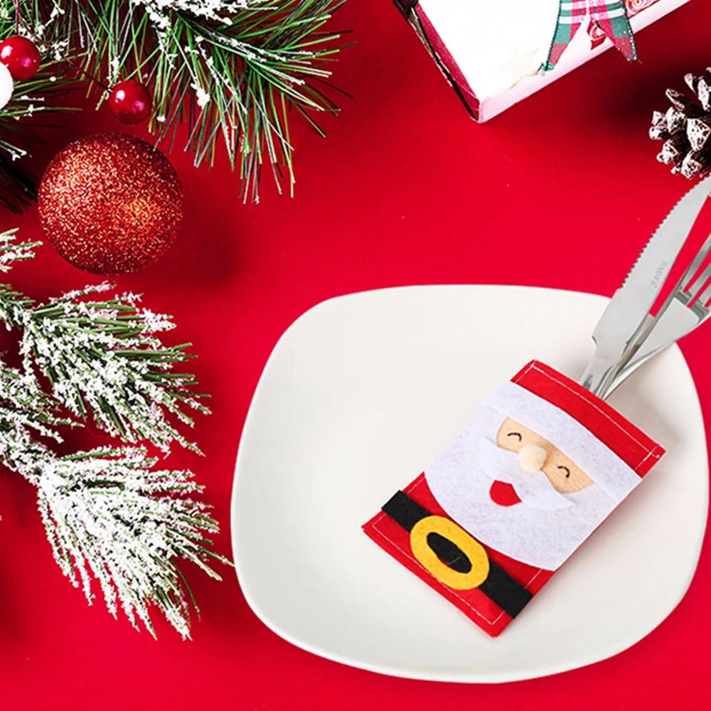 5 шт. набор столовых приборов снеговика Санты ножи для людей Сумка Держатель