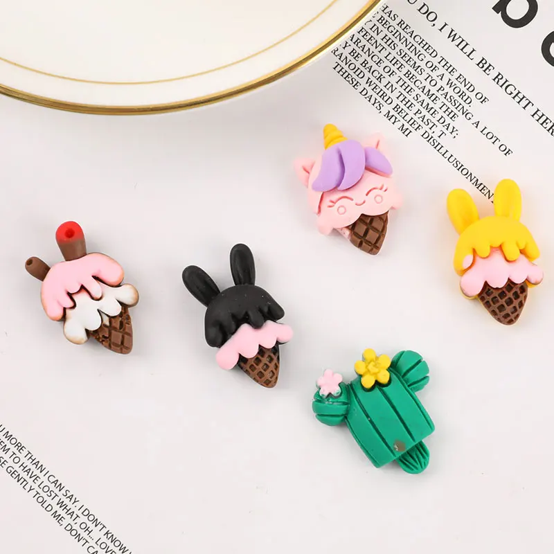 

10Pcs Kawaii Cute Mixed Ice Cream Flat Back Resin Cabochons Scrapbooking DIY Jewelry Craft Decoration Accessories