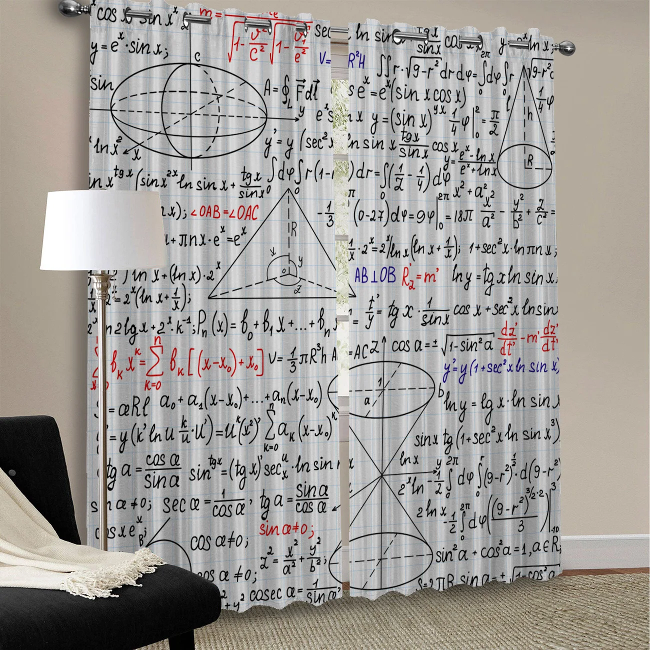 Calculation Formula Mathematics Symbol Curtains Large Window Living Room High Blackout Curtain | Дом и сад