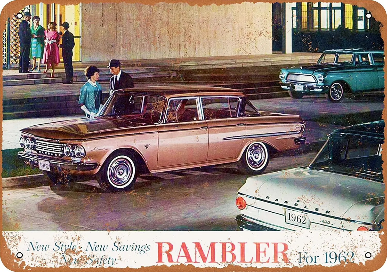 

WallColor 8*12 Metal Sign 1962 Rambler Vintage Look