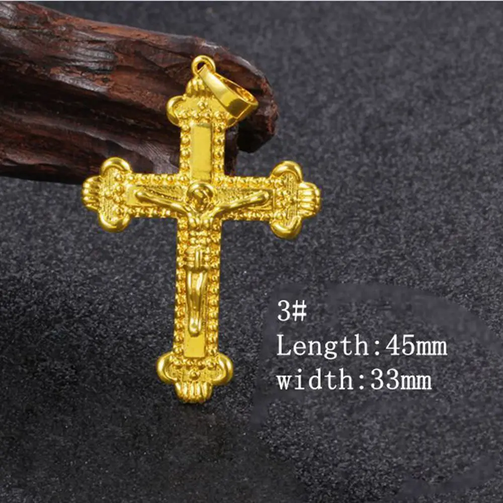 Подвеска в виде креста с цепочкой ожерелье кулоном распятия Иисуса из желтого
