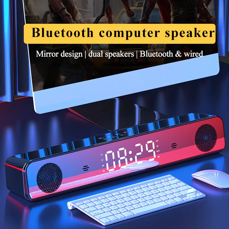 Computer Speakers Detachable Bluetooth Speaker Bar Surround Sound Subwoofer For Computer PC Laptop USB Wired Dual Music Player