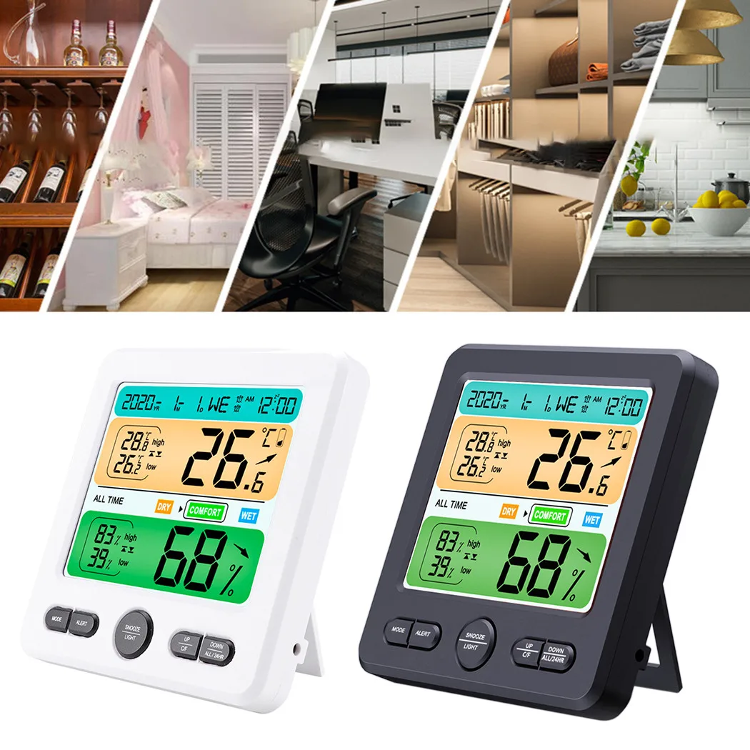 

12.5*2*12.5cm Thermometer Clock Digital Electronic High Precision Indoor