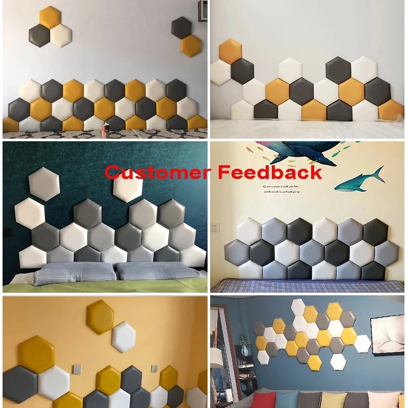 

Kids Home Anti-collision Hexagonal Soft headboard Bed Kit Wall Pad Living Room Children's Bedroom Bedside Bed Cushion Decorative