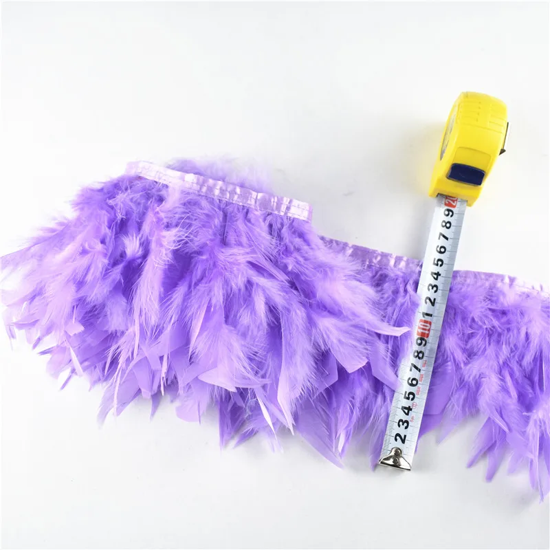 Light Purple Новинка, 10 метров, пушистая Красивая Турецкая перьевая лента с бахромой, 4-6 дюймов, ощипка перьев индейки для карнавальных костюмов, одежда для творчества - Цвет: Light Purple
