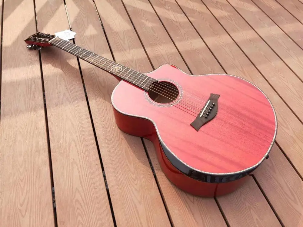 41 размер твердая верхняя акустическая гитара с подлокотником в красном цвете |