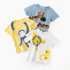 Детские футболки с рисунком обезьяны и мальчиков, Детские футболки, летние топы с коротким рукавом и рисунком льва и животных, одежда для малышей
