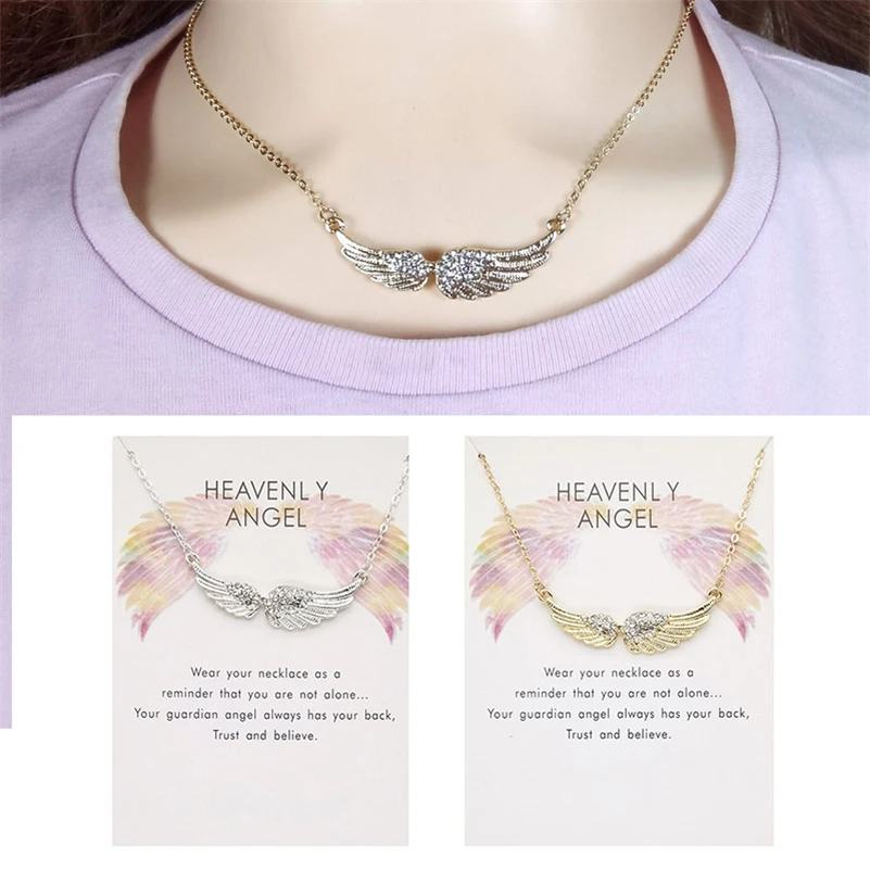 

Модное ожерелье с подвеской в виде крыла ангела для женщин и девушек, металлическое ожерелье-чокер золотого цвета для женщин, подарки, бижут...