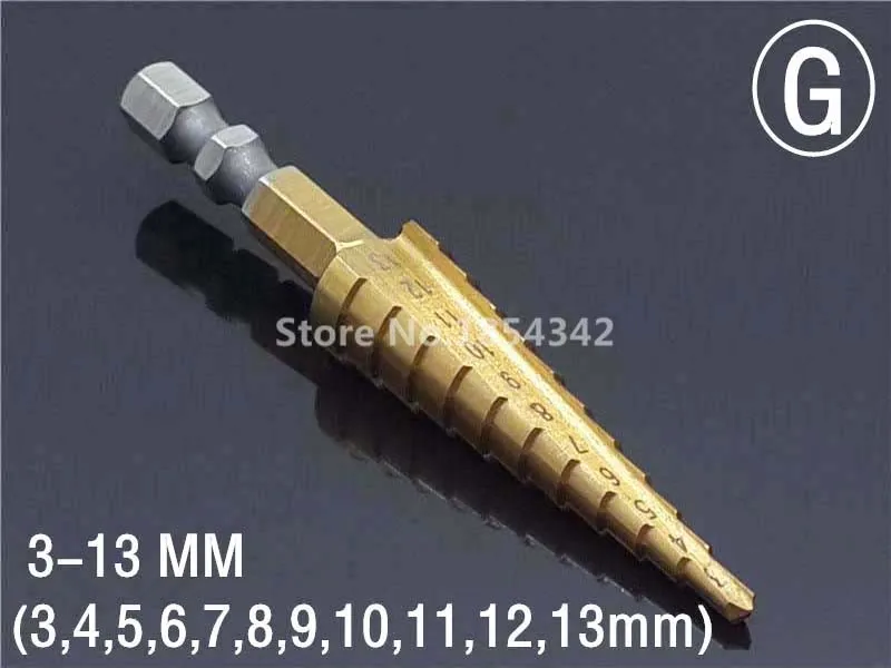 HSS Титан 4-12 мм спиральный рифленый 1/4 шестигранный хвостовик металлический Шаг сверло отверстие резак дерево конусный сердечник сверлильная пила электросверла инструмент